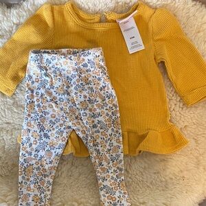Little Lass Mustard Yellow Waffle-Knit Baby Top